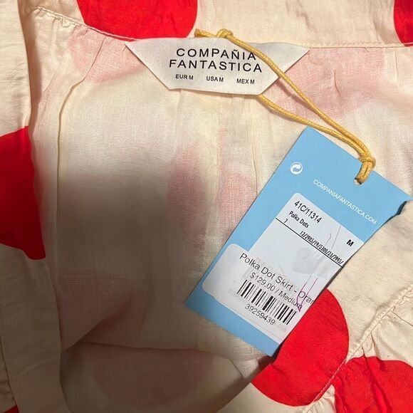 Compañia Fantastica Women's Cream Red Polka Dot Allover Print Maxi Skirt - Picture 6 of 8